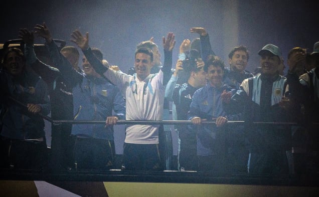 Lionel Scaloni durante el recibimiento a la selección tras el Mundial