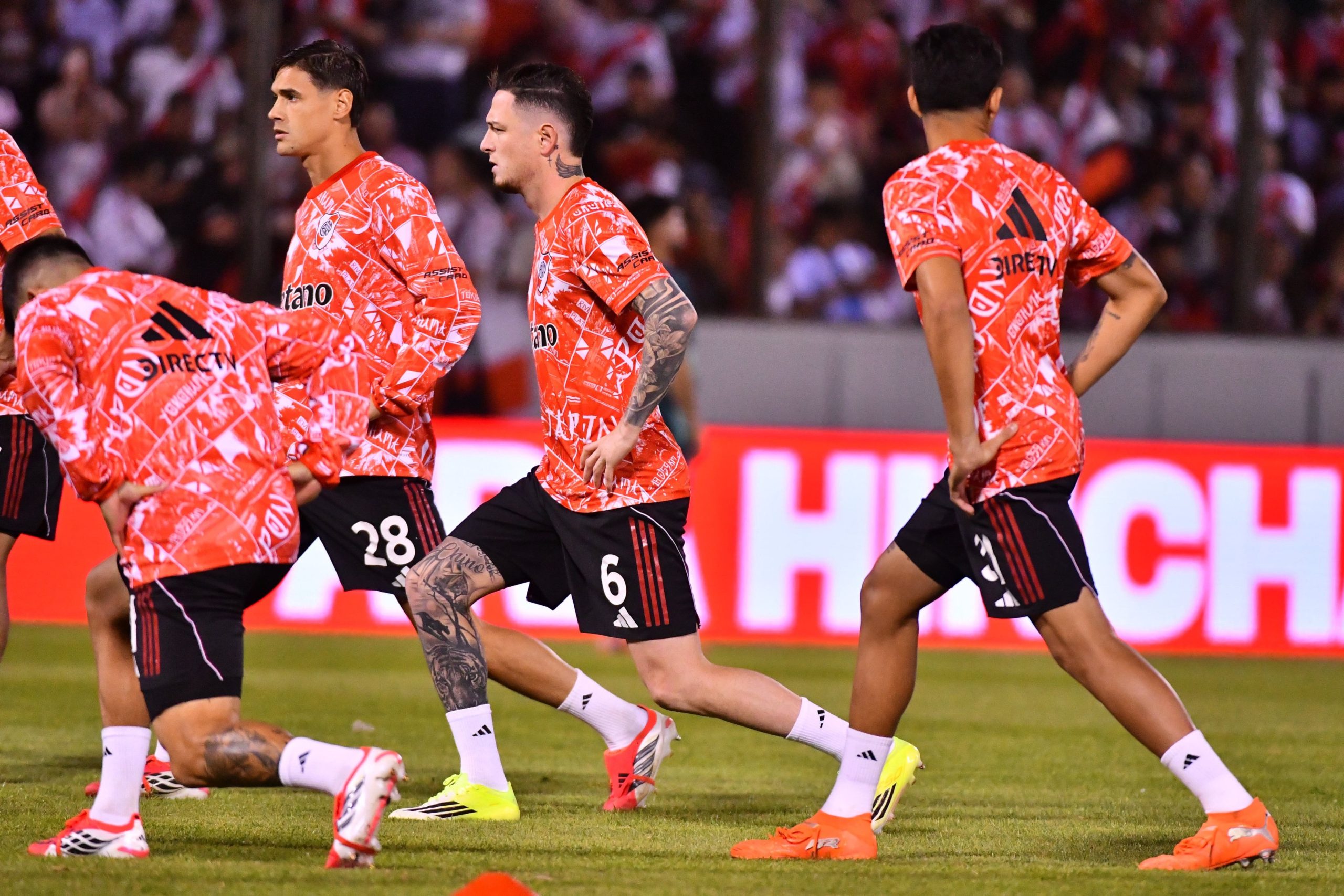 La entrada en calor de los jugadores de River