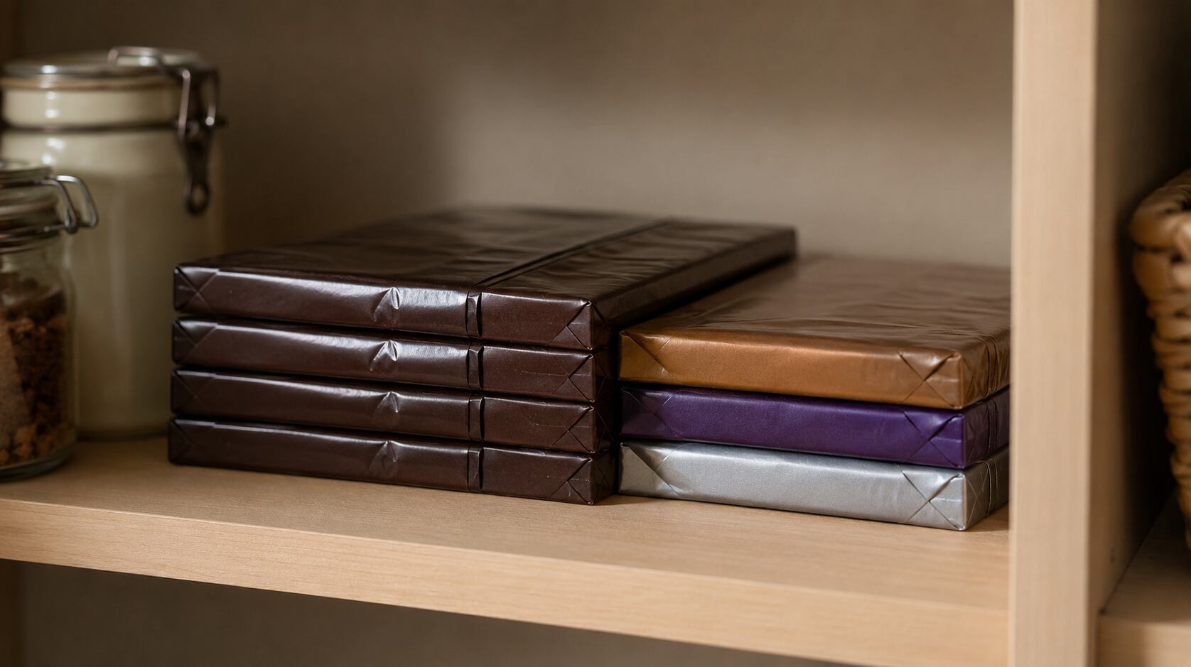 Para que el chocolate no se ponga blanco, hay que guardarlo en un lugar seco y fresco. (Imagen ilustrativa generada con IA)
