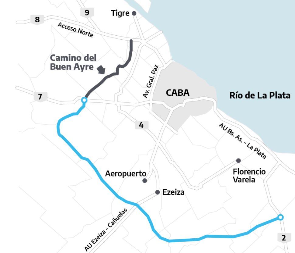 La autopista Presidente Perón, una traza de 83 kilómetros que une el norte con el sur del conurbano. (Foto: Ministerio de Obras Públicas)