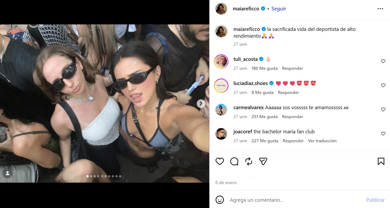 Los rumores de romance comenzaron a circular en enero de 2026 (Captura: Instagram @maiareficco)