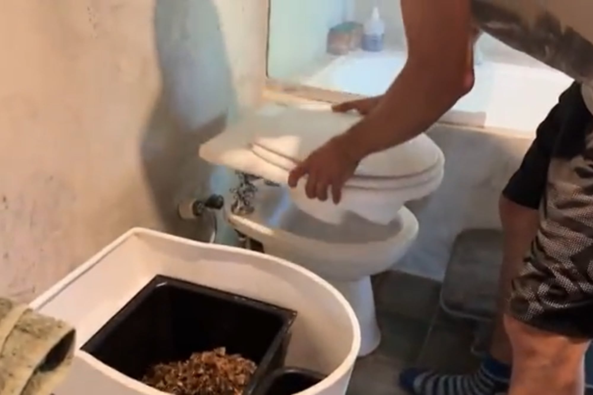 La pareja construyó un baño seco, pero incluyó un bidé  (Foto: Captura de video)