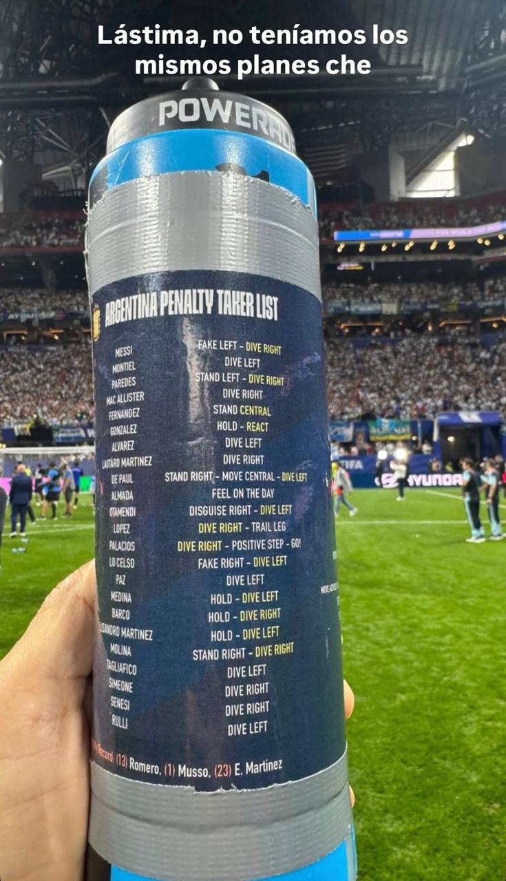 La lista de pateadores argentinos que había estudiado Jordan Pickford. (Fuente: Instagram)