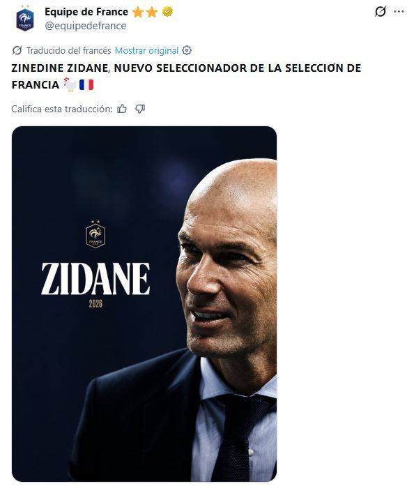 El comunicado de Francia sobre su nuevo DT. (Foto: @equipedefrance/X)