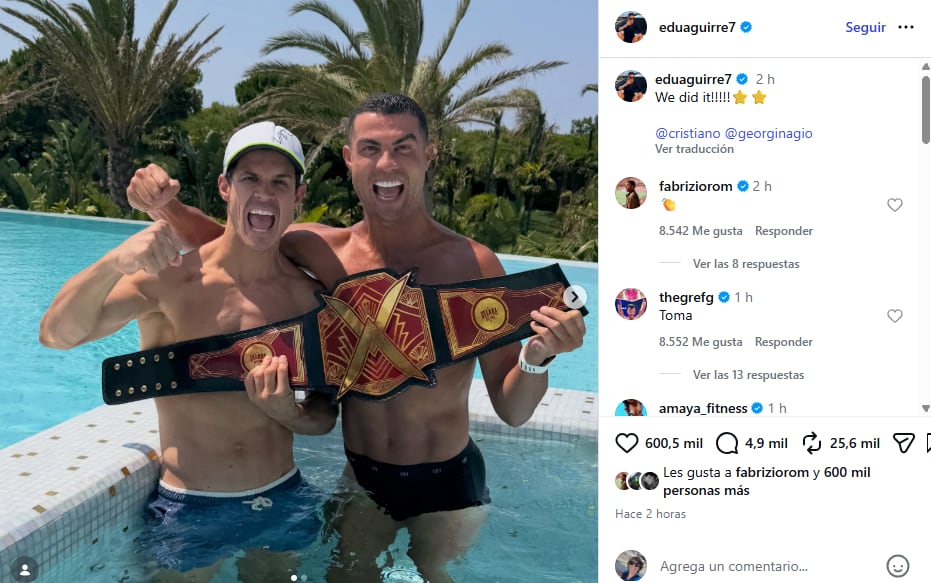 El posteo de Edu Aguirre tras vencer a Edul y festejar con Cristiano Ronaldo