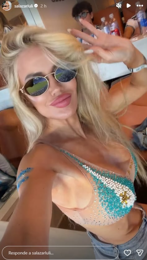 Luciana Salazar deslumbró a todos con su look para ver a la Selección argentina (Foto: captura Instagram/salazarluli)