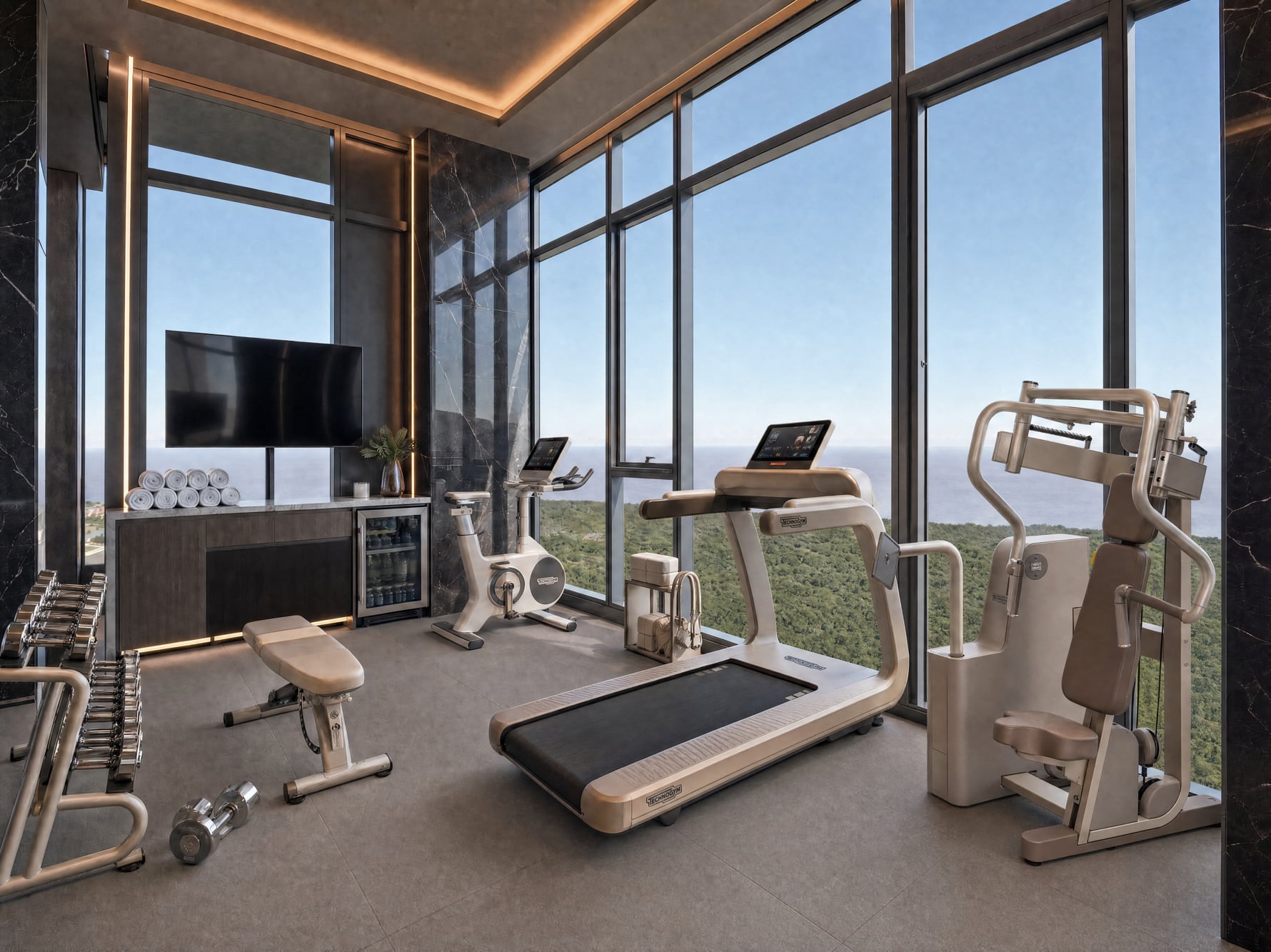 La propiedad tiene un centro de wellness, que incluye gimnasio, sala de tratamientos y sauna