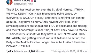 Trump desafía a Irán y asegura que mantendrá el control de Ormuz mientras se aleja la posibilidad de un acuerdo