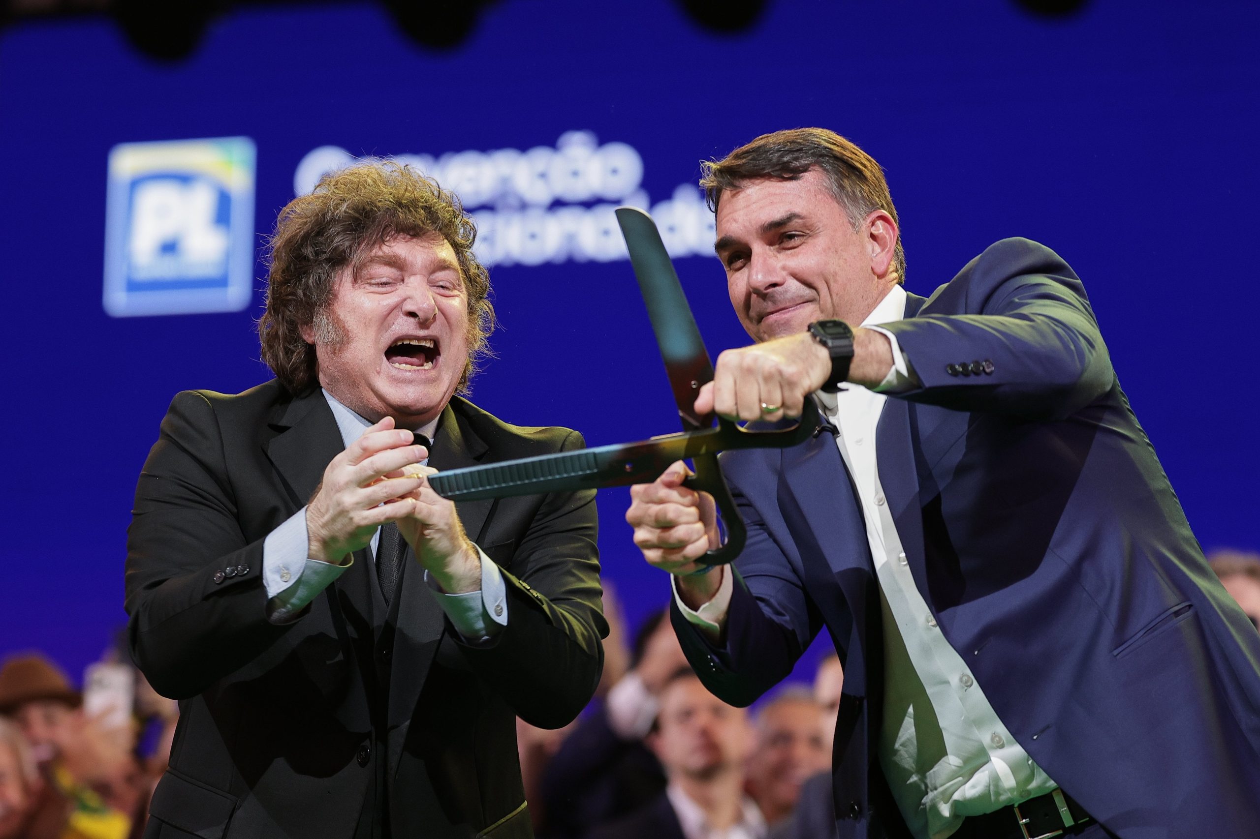 Javier Milei con Flavio Bolsonaro