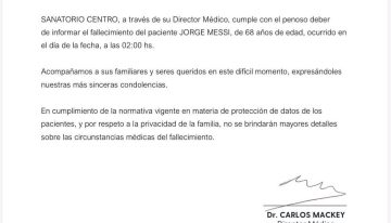 Murió Jorge Messi: mensajes, repercusiones y últimas noticias del papá de Lionel Messi hoy
