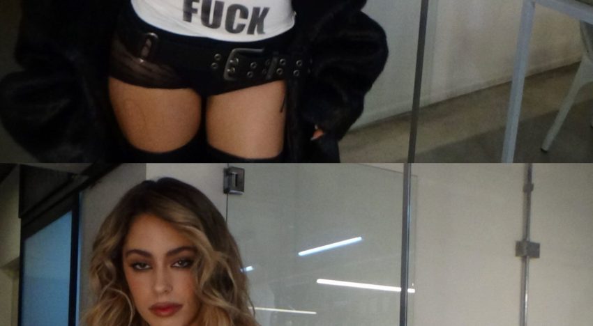 Tini Stoessel la rompió con su look: culotte translúcido, bucaneras extremas y remera con mensaje