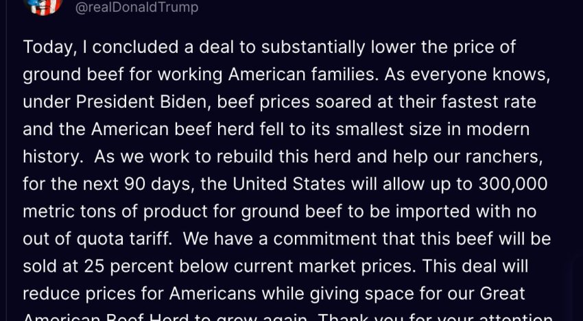 Expectativa mundial: Trump anunció la importación de 300.000 toneladas de carne sin aranceles