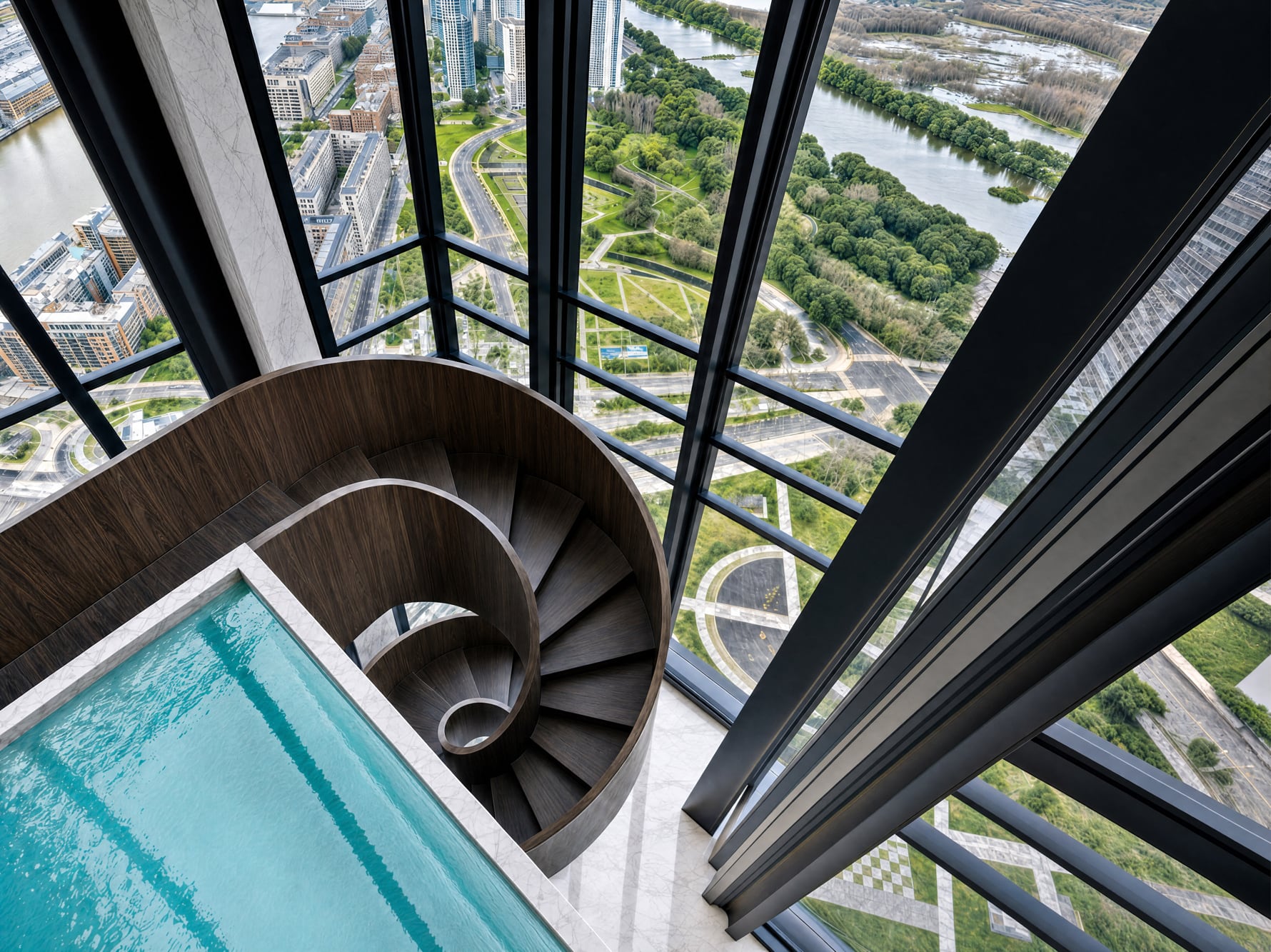 El penthouse ocupa los pisos 52 y 53 de la torre Harbour Tower