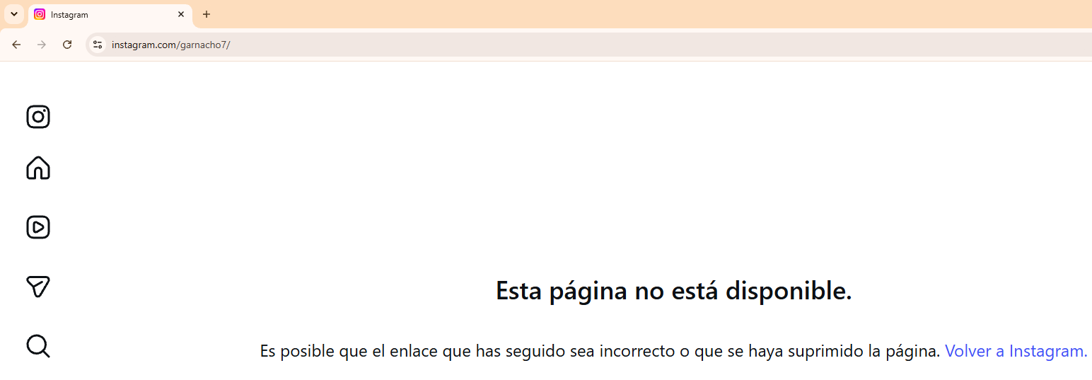 Garnacho cerró su cuenta de Instagram. (Foto: Captura).