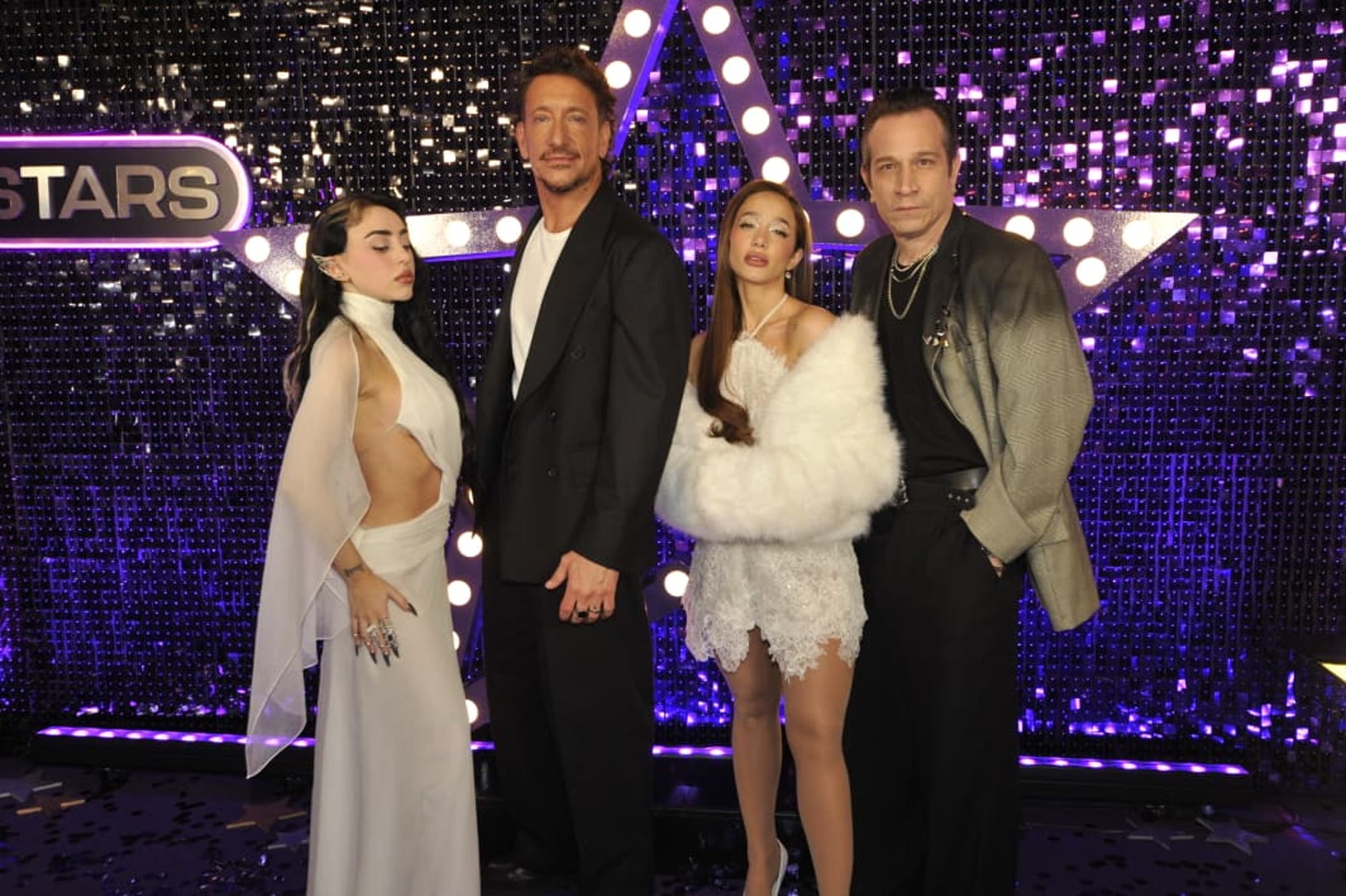 Nicolás Vázquez junto a Nicki Nicole, Ángela Torres y Charlie García, el jurado de esta nueva edición de Popstars