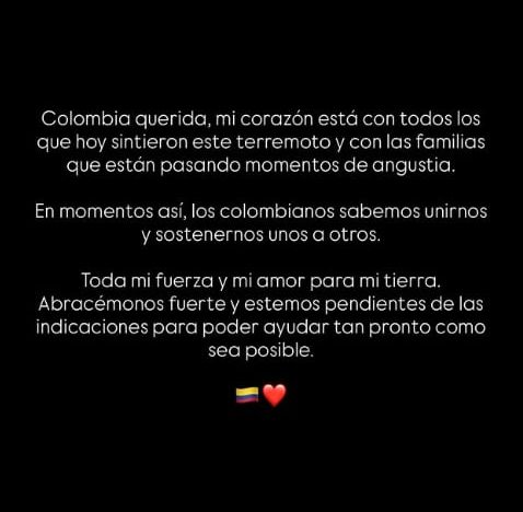 De Shakira a Camilo: los mensajes de los famosos en sus redes sociales tras el fuerte terremoto en Colombia