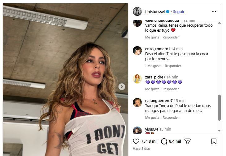 Los mensajes de apoyo que recibió Tini Stoessel. (Foto: Instagram/tinistoessel)