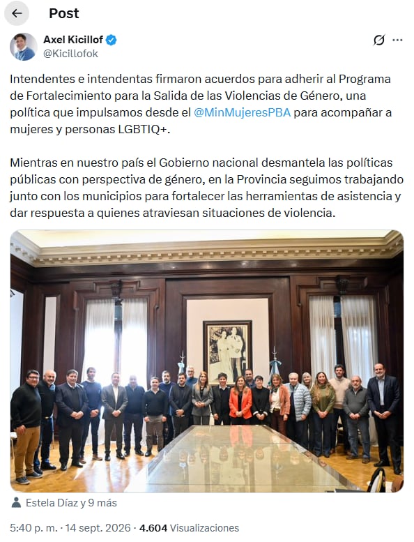 El posteo del gobernador bonaerense en X