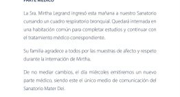 La salud de Mirtha Legrand: se conoció el parte médico oficial