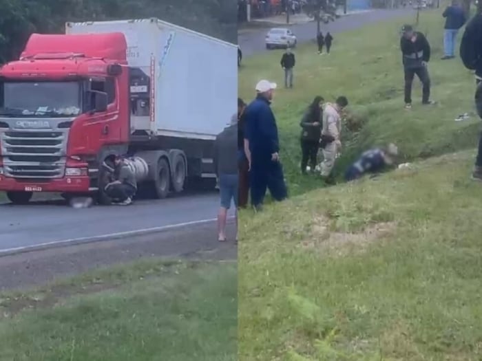El motociclista luego impactó contra un camión y Daiane terminó en una zanja. (Foto: gentileza g1).