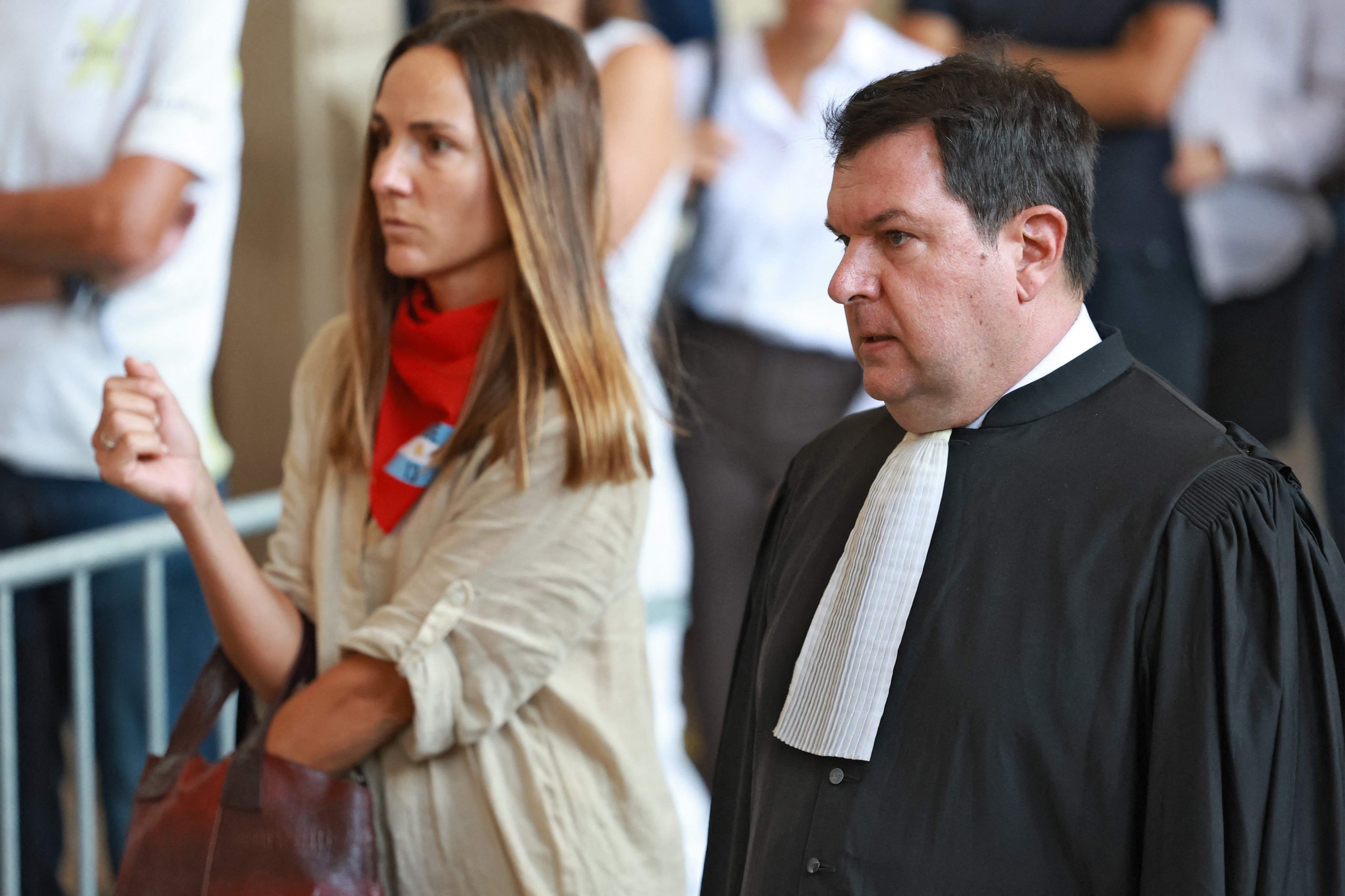 Yann Le Bras, abogado de la familia Aramburú, durante un cuarto intermedio del juicio por la muerte del exrugbier que continúa en París