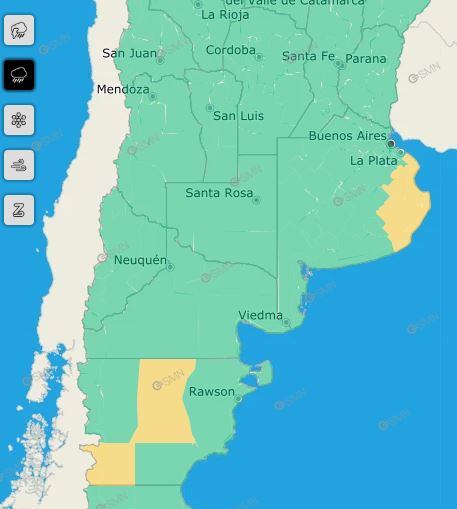 Zonas bajo alerta amarilla por lluvias. (Foto: SMN)