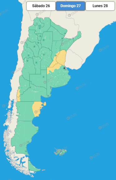 Las provincias bajo alerta este domingo