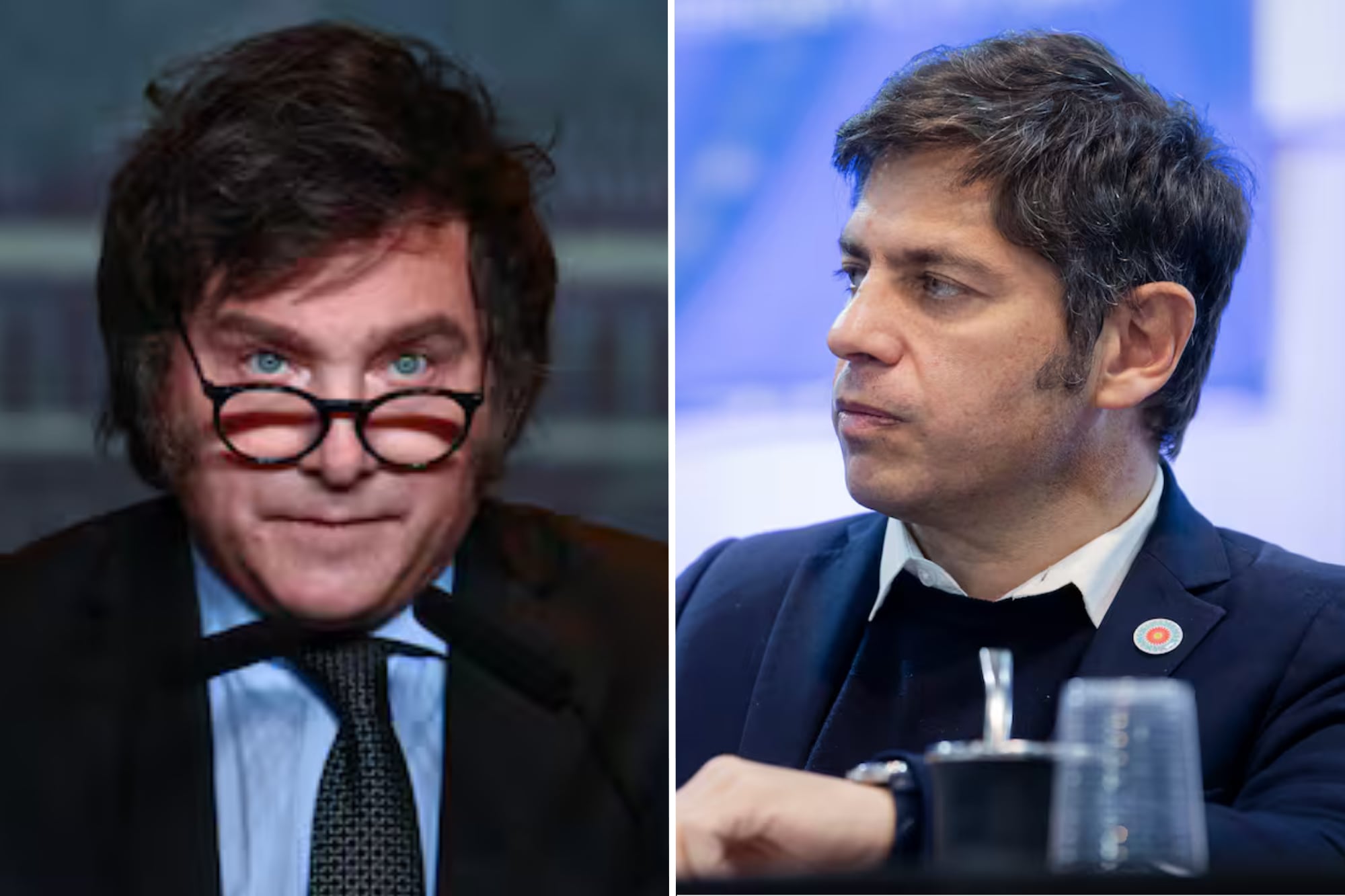 El presidente Javier Milei y el gobernador de la provincia de Buenos Aires, Axel Kicillof