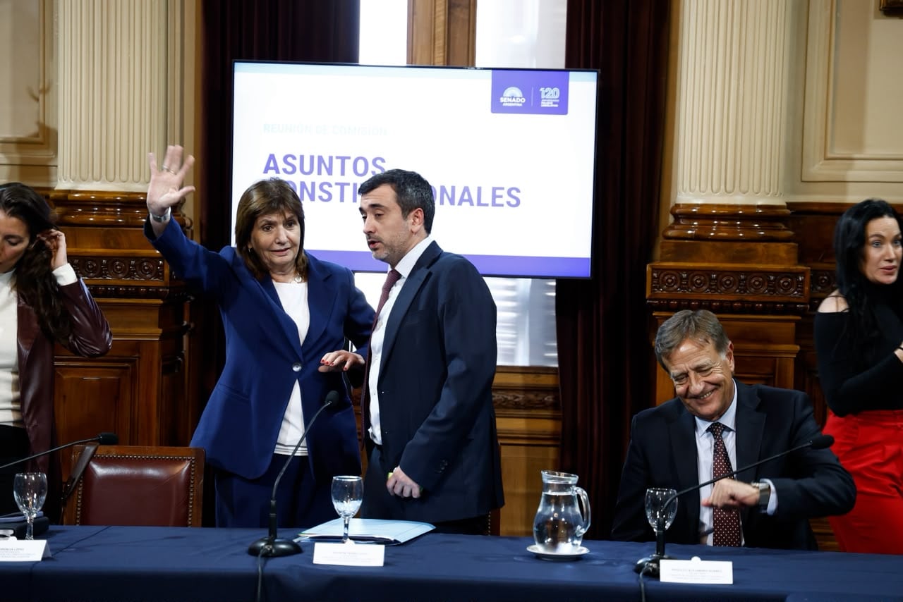 Patricia Bullrich y otros senadores, esta tarde en la comisión de Asuntos Constitucionales