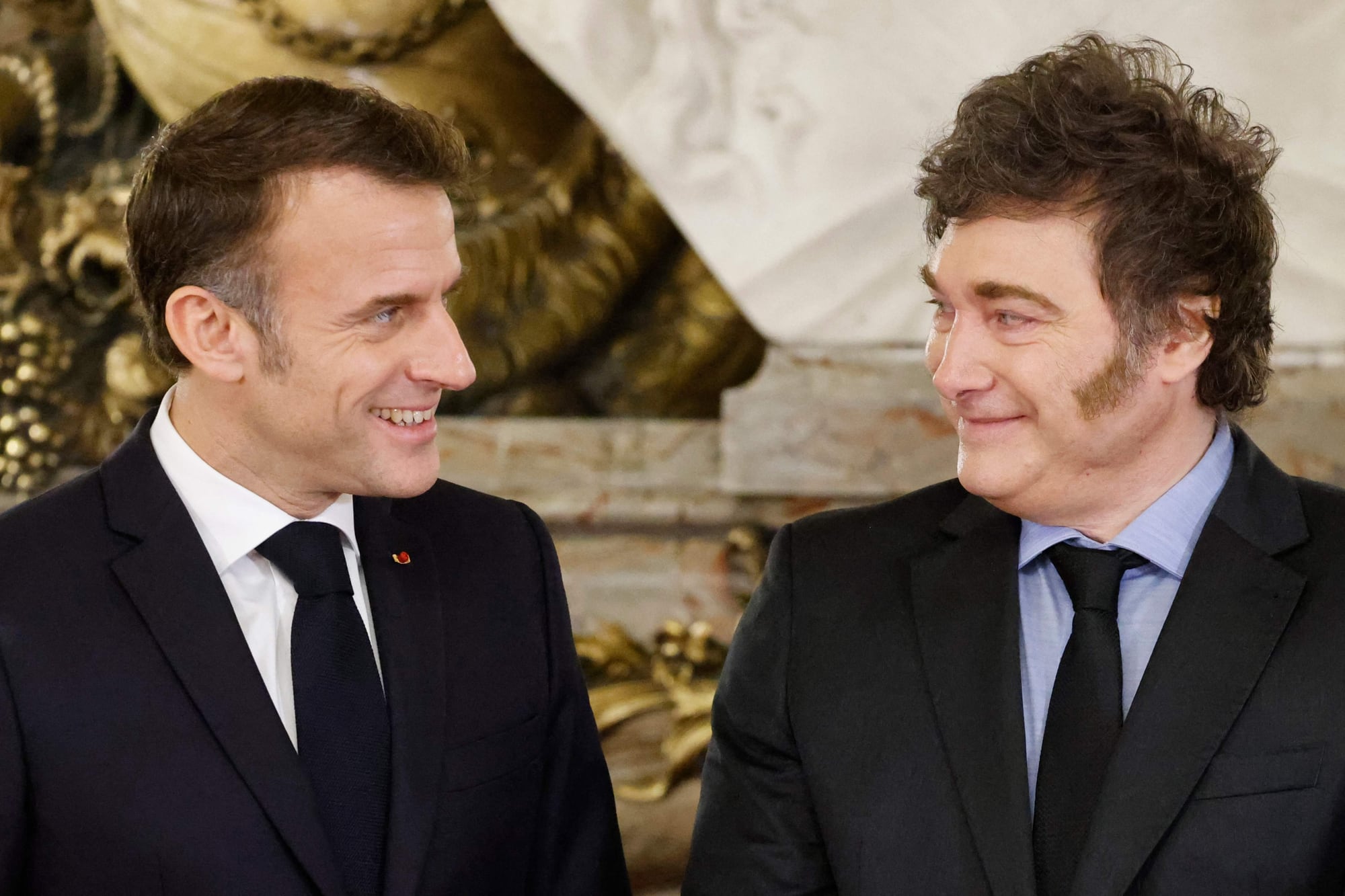 El presidente Javier Milei con su par francés, Emmanuel Macron
