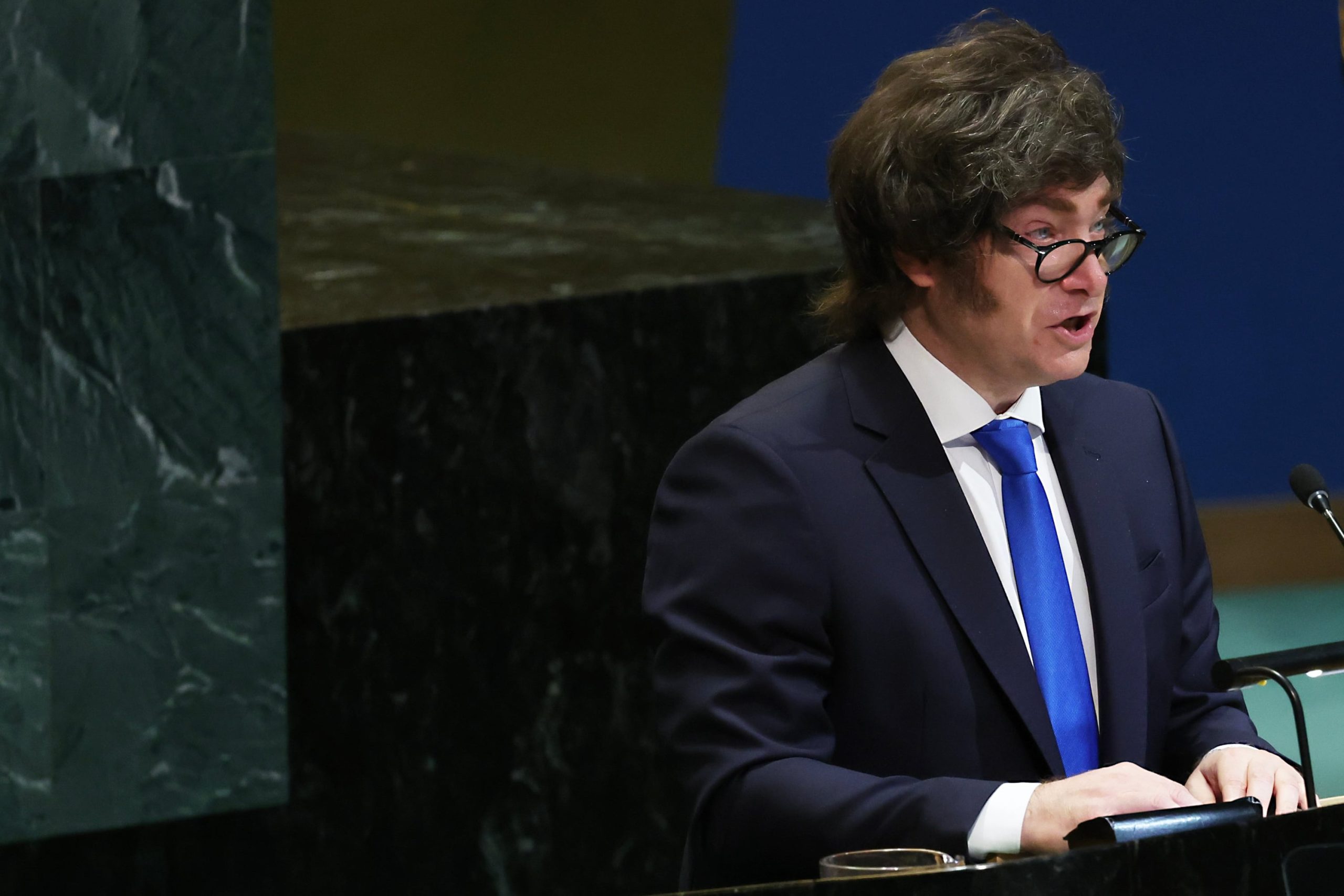 Milei en la ONU, durante su discurso de 2025