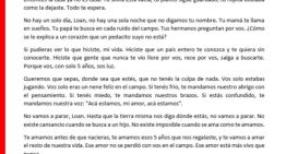 En medio del juicio por la desaparición de Loan Peña, su familia le dedicó una carta: “No vamos a parar hasta saber dónde estás”