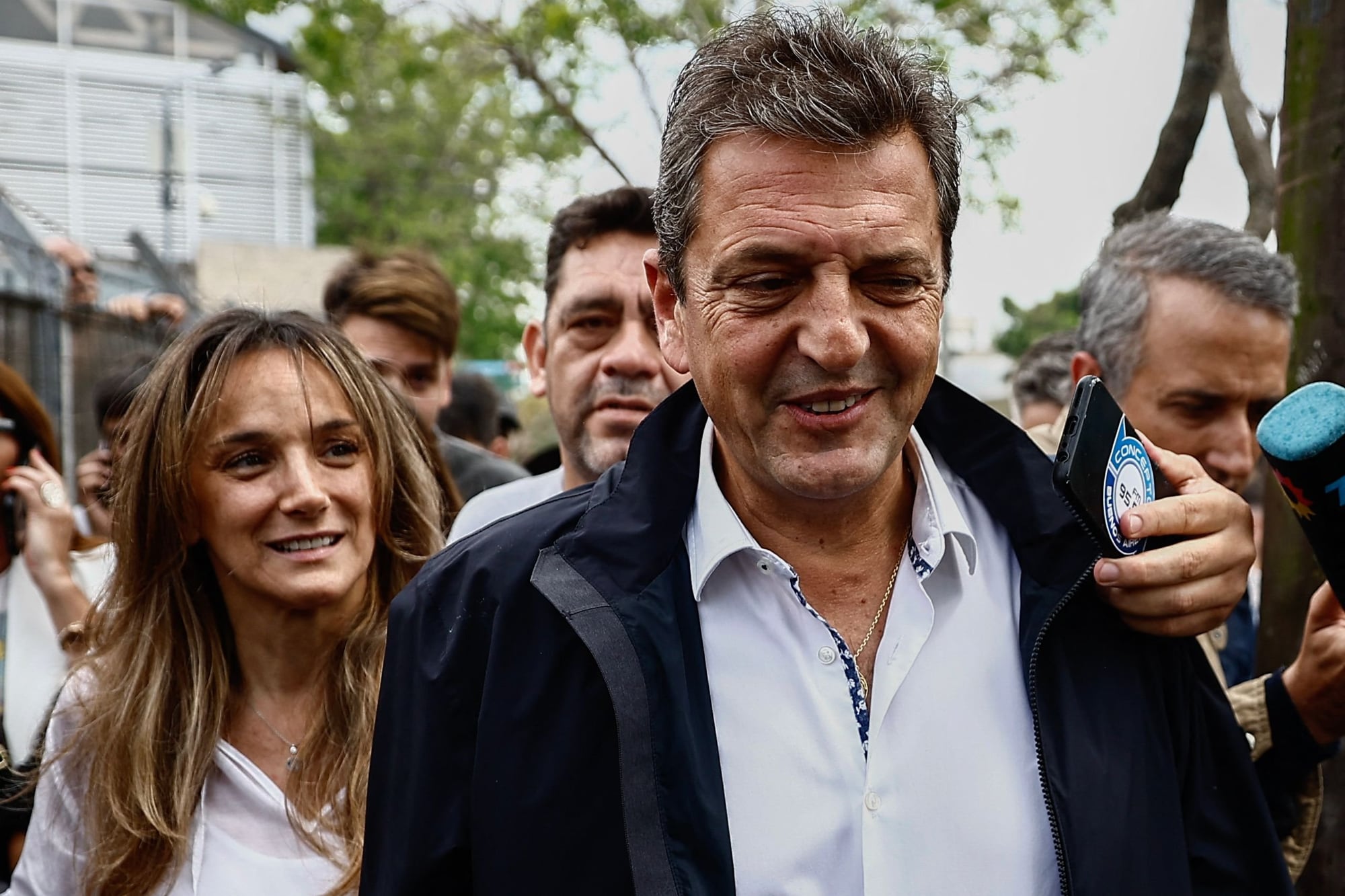 Malena Galamarini y Sergio Massa en una recorrida durante la campaña presidencial de 2013