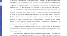 La Asociación de Pádel Argentino apartó de la delegación nacional a la jugadora Florencia Guerra Sodero por comentarios antisemitas
