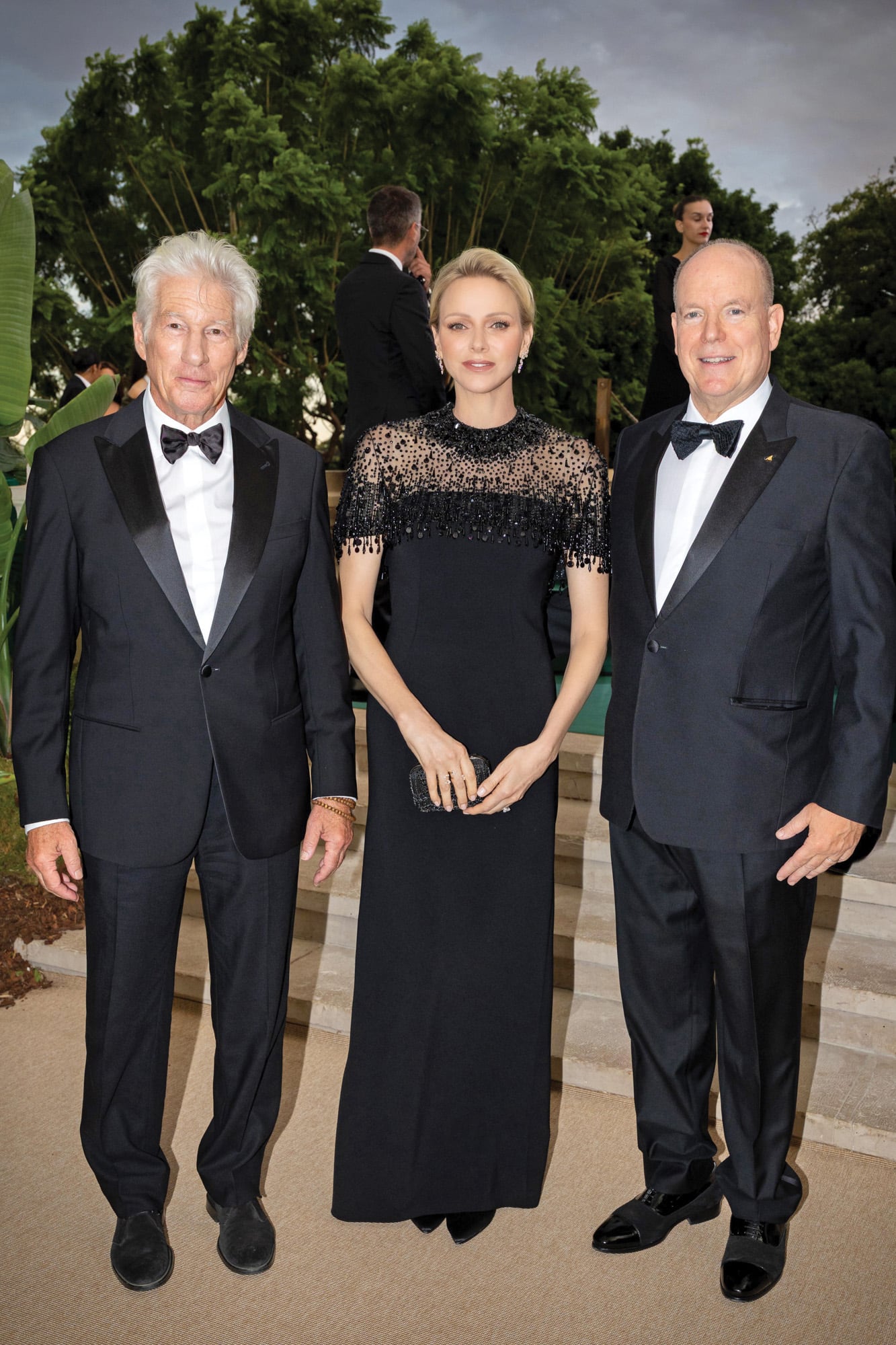 Richard Gere, que fue el invitado de honor a la gala porque su fundación, The Gere Foundation, va a hacer acciones en alianza con la del príncipe Alberto, posa con Charlene y Alberto