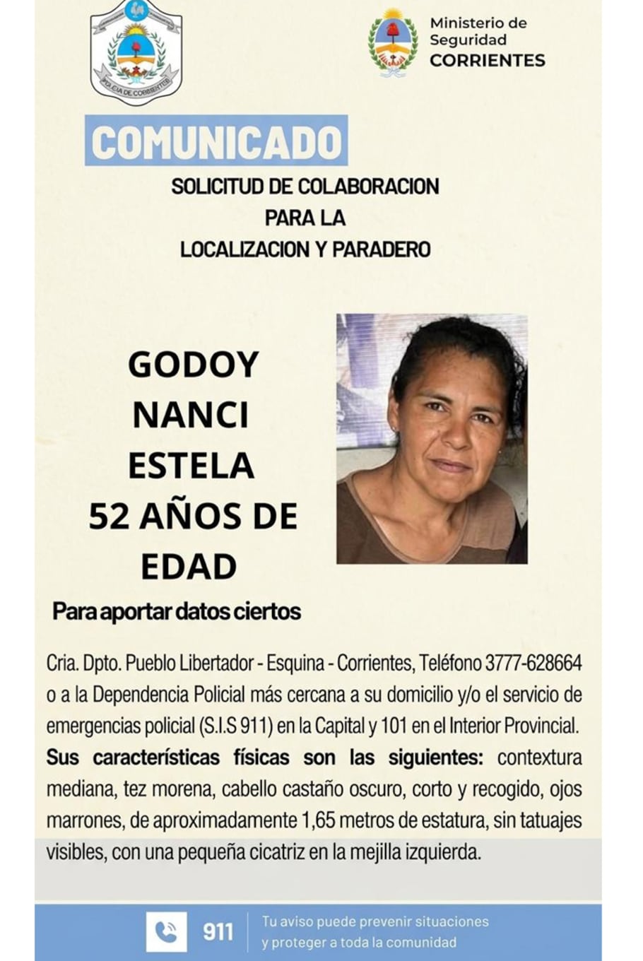 El comunicado de búsqueda