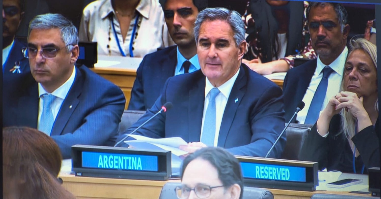 El canciller Pablo Quirno en la reunion del Comité de Descolonización de la ONU.