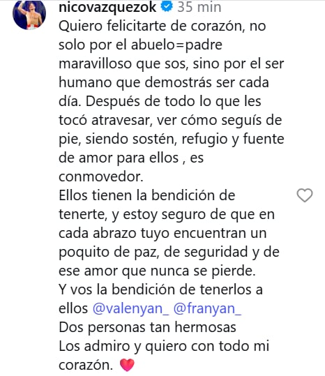 La reacción de Nicolás Vázquez