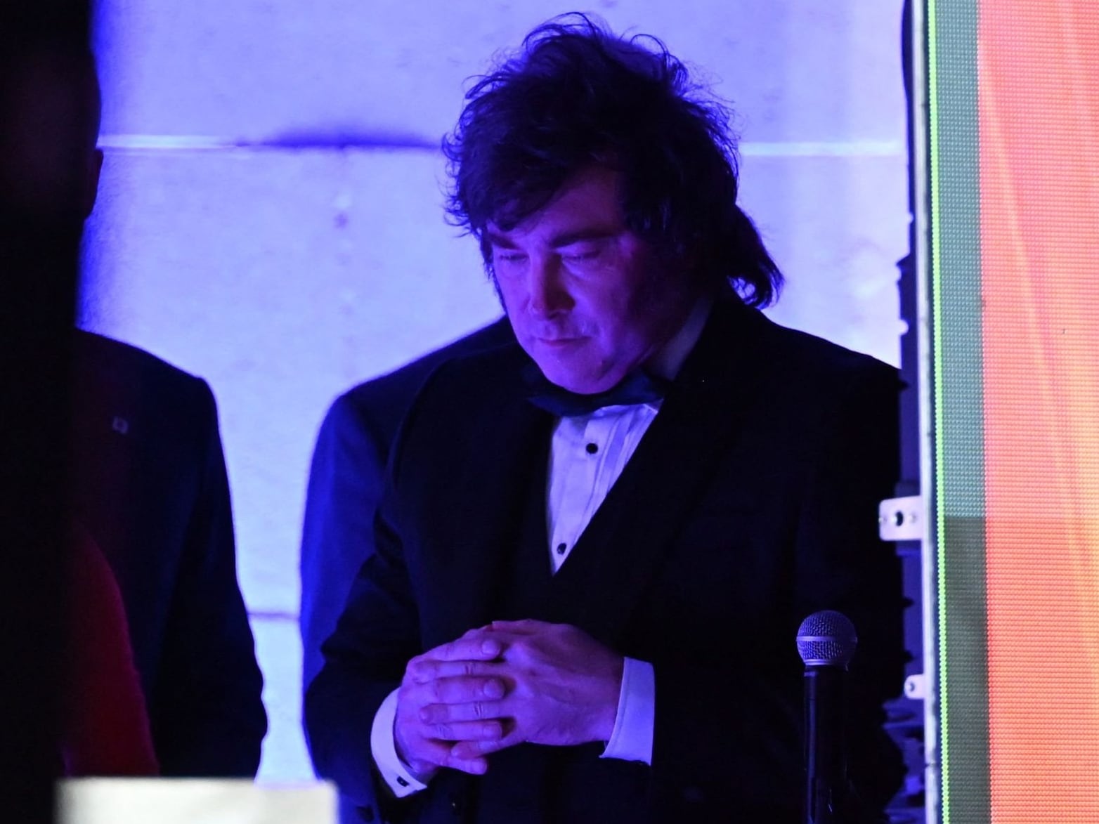 Javier Milei en el backstage de la Gala Hispánica en Washington, este miércoles a la noche
