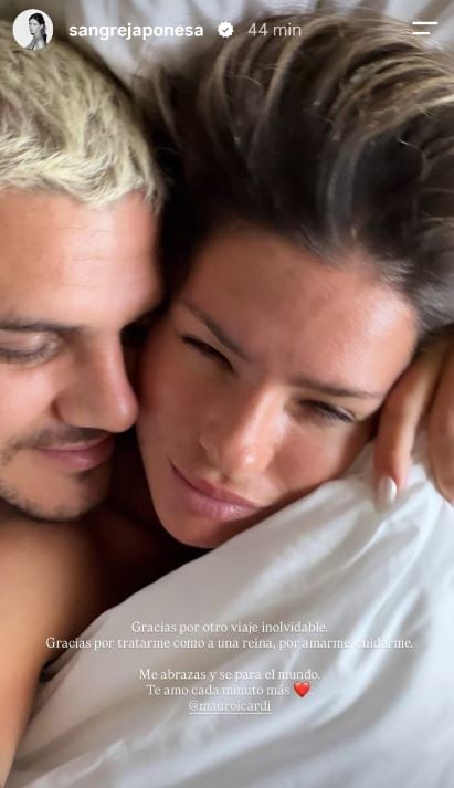 La foto de Mauro Icardi y la China Suárez en la cama (Foto: Instagram / sangrejaponesa)