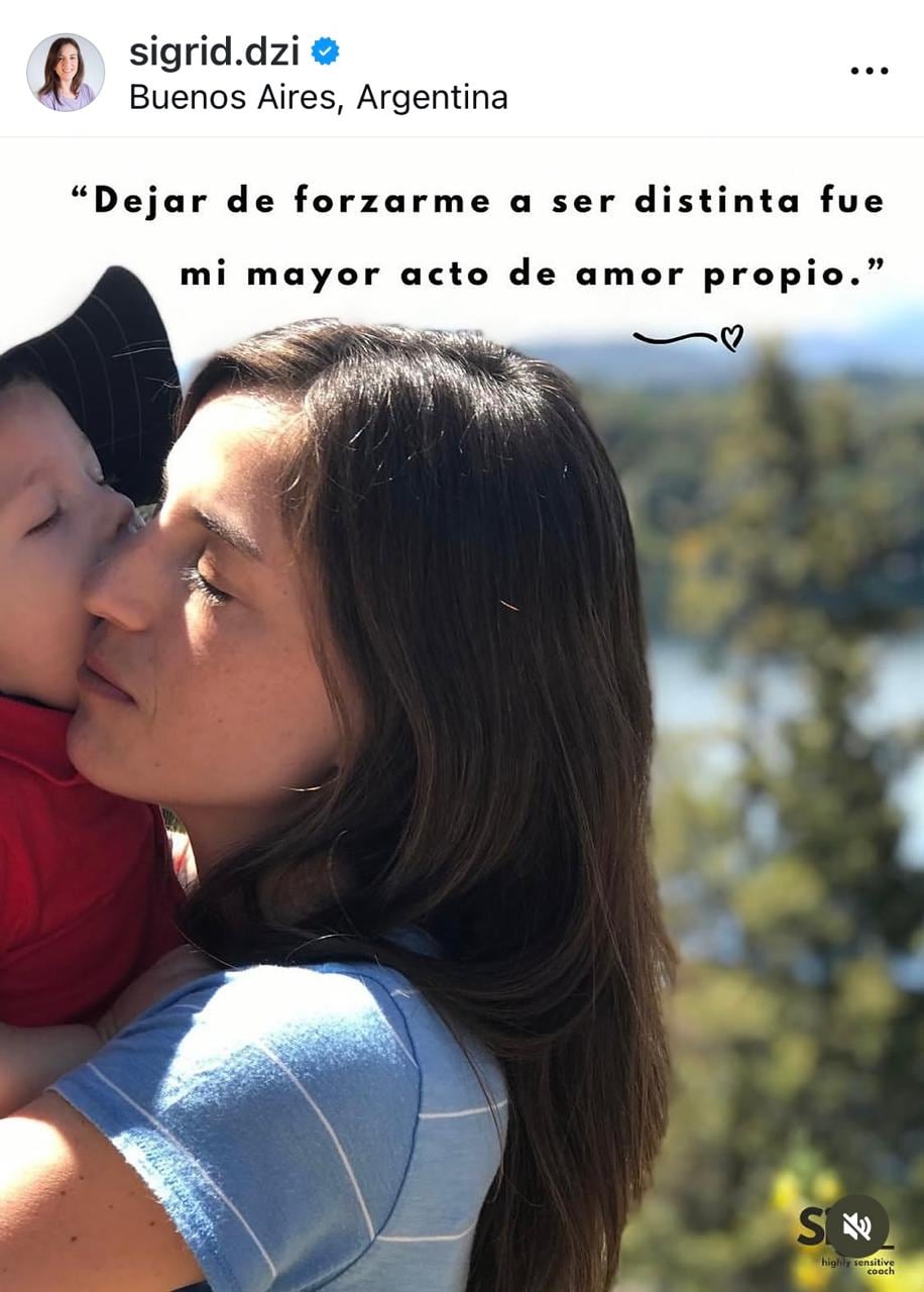 Sigrid Dziwak es una persona Altamente Sensible (PAS), y cuando descubrió que lo era se dedicó a estudiar el tema, escribir un libro y hablar en su IG de cómo es ser madre