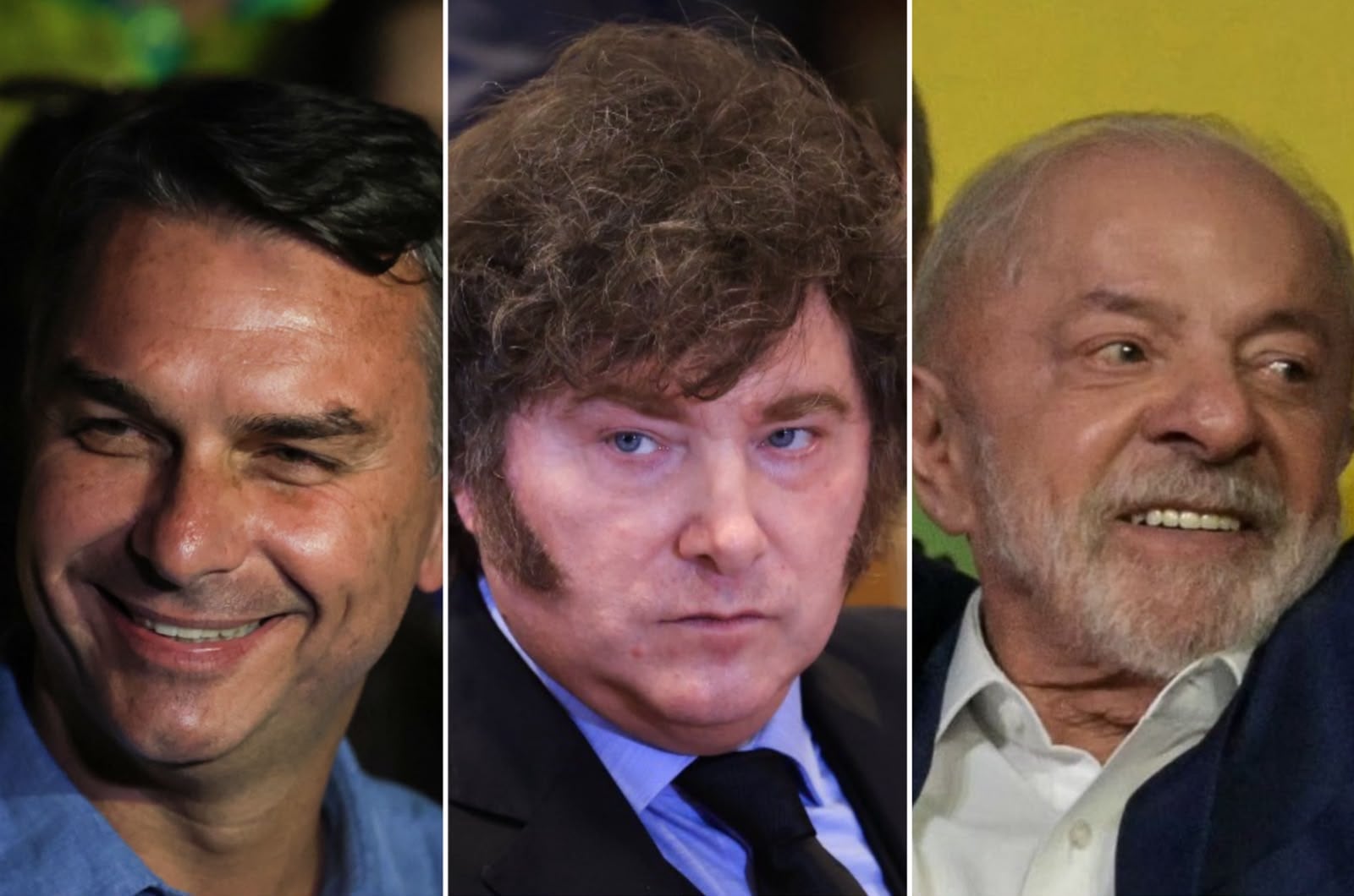 Flávio Bolsonaro, Javier Milei y Lula da Silva