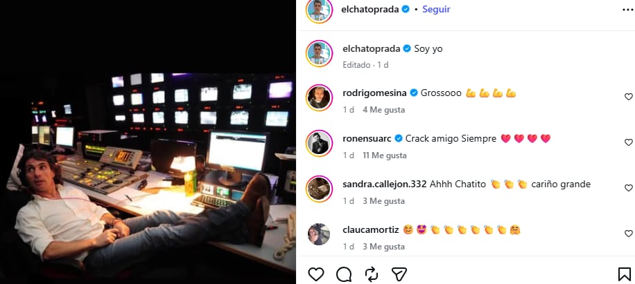 La foto que subió El Chato Prada tras el blanqueo de Lourdes Sánchez (Foto: Instagram/elchatoprada)