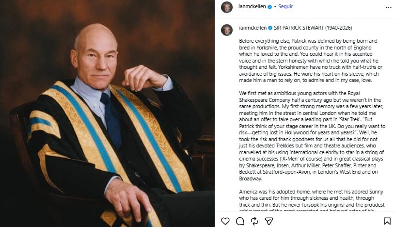La conmovedora despedida de Ian McKellen a Patrick Stewart tras su muerte