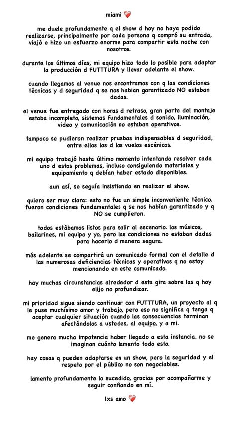 El comunicado de Tini