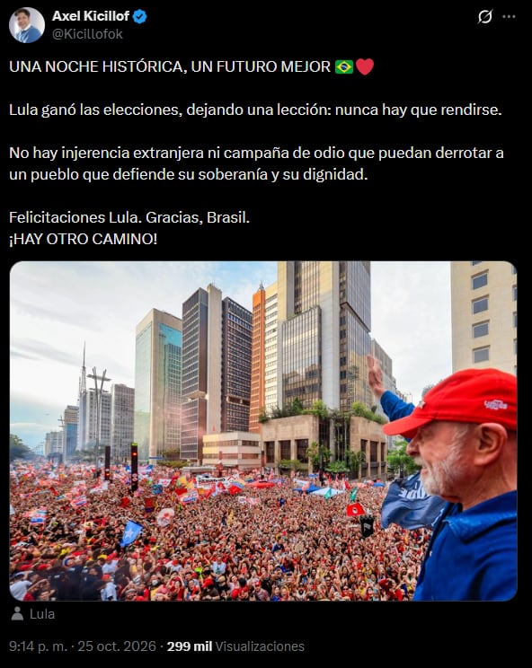 Las felicitaciones de Kicillof a Lula