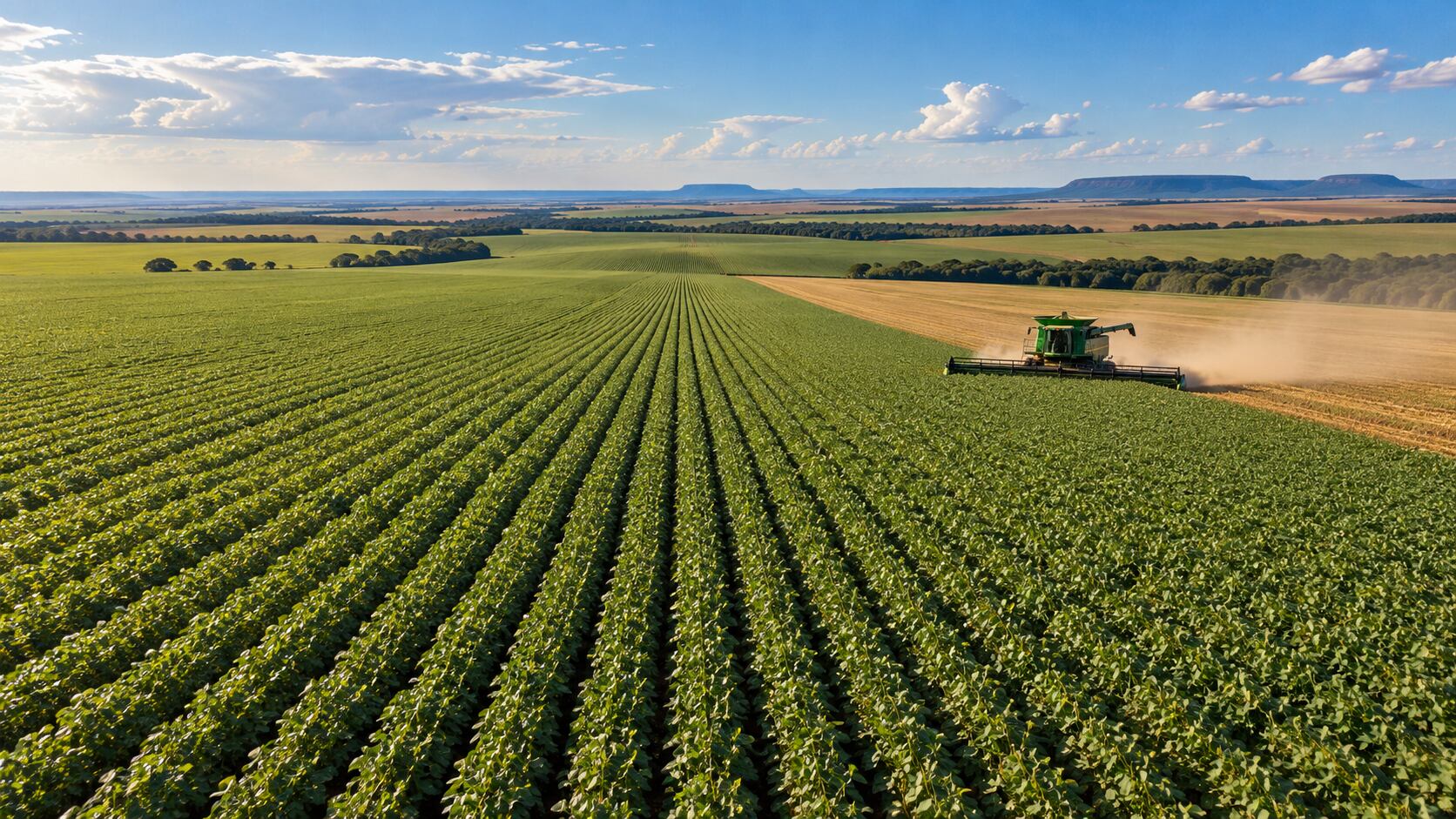 Brasil amplió su superficie agrícola y aumentó la producción de granos durante las últimas décadas. (Imagen ilustrativa generada con IA)