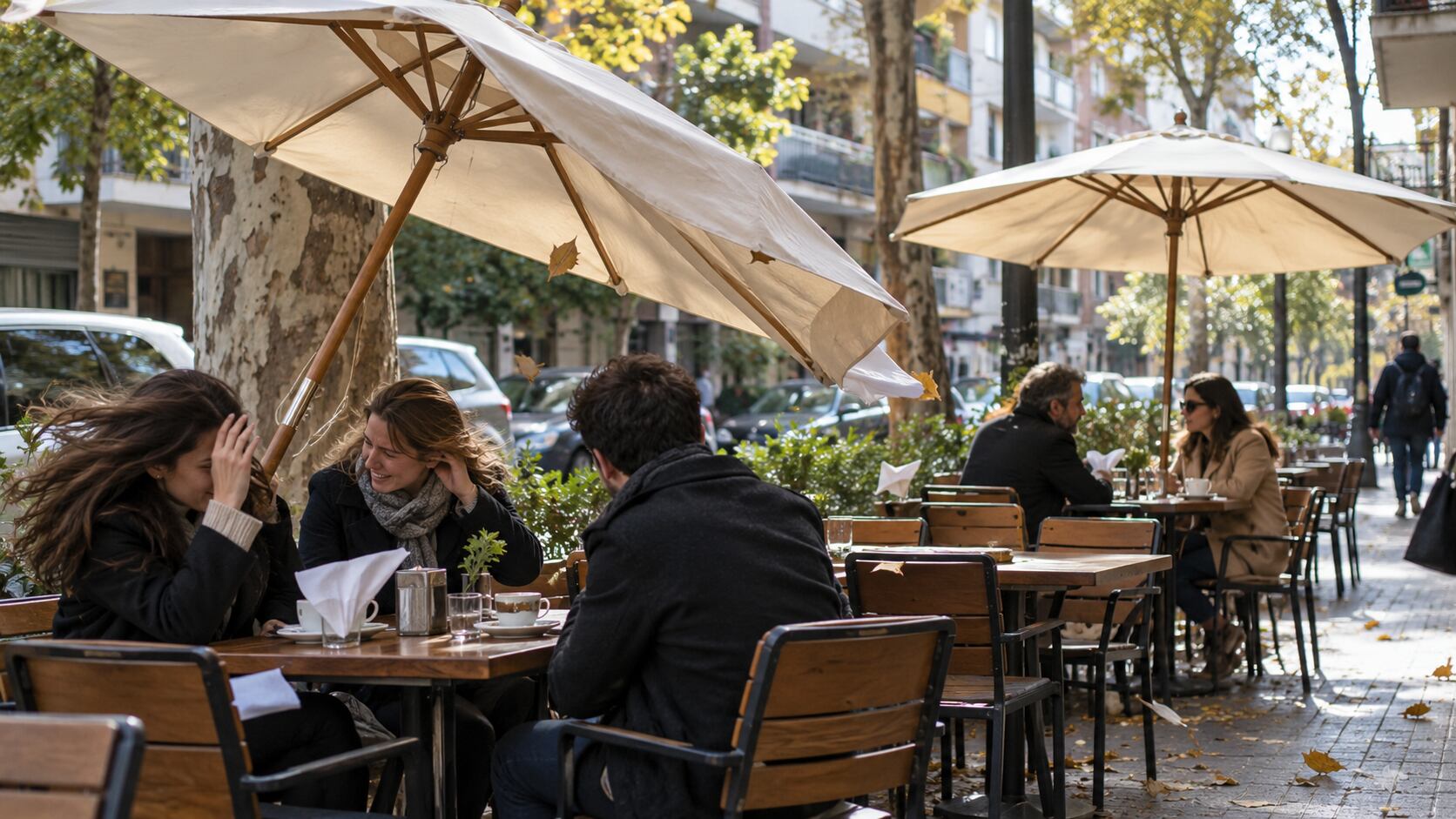La Justicia confirmó que el restaurant tenía sombrillas ubicadas sobre la vereda. (Imagen ilustrativa generada con IA).