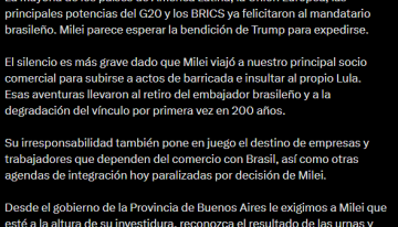 Kicillof apuntó contra Milei por no pronunciarse tras la victoria de Lula