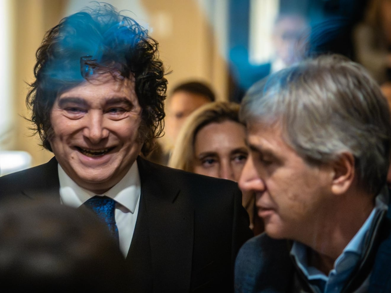 Javier Milei y Luis Caputo en el Congreso de la Nación para escuchar el informe de Manuel Adorni
